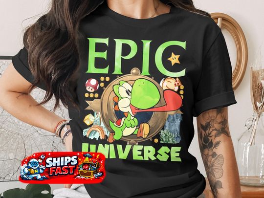 Discover Epic Universe T-Shirt, Yoshi Mario Gaming Tee, Nintendo Fan Shirt, Family Vacation 2026 Trip