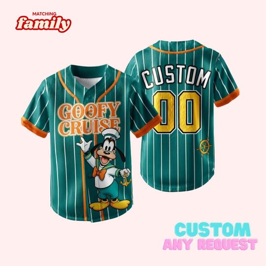Discover Personalized Goofy Cruise Baseball Jersey, Custom Name Disney Cruise Goofy Sailor Shirt, Family Matching Name Number, Birthday Gift