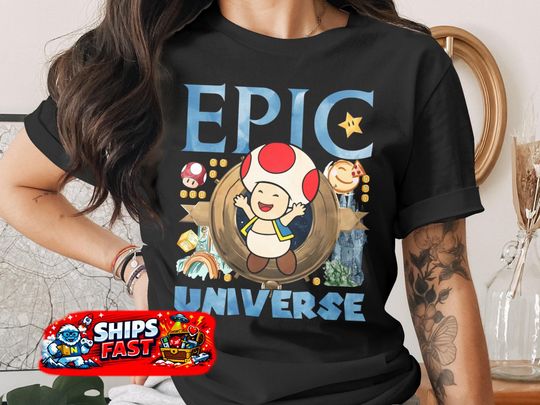 Discover Epic Universe T-Shirt, Toad Mario Inspired Gaming Tee, Nintendo Fan Gift, 2026 Family Trip