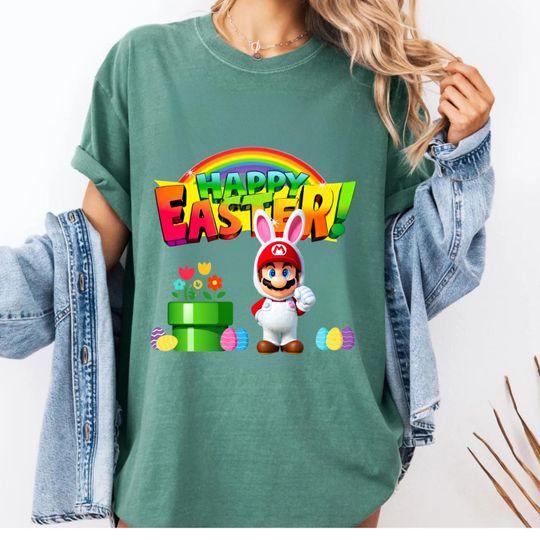 Discover Super Mario Easter Bunny Suit T Shirt | 2026 Nintendo Mario Warp Pipe Egg Hunt Tee