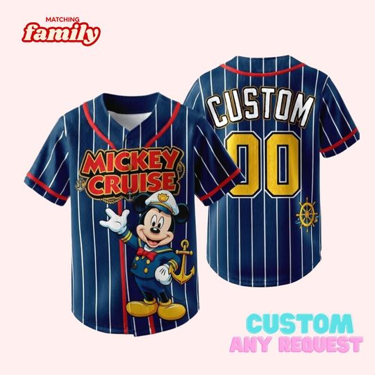 Discover Personalized Mickey Cruise Baseball Jersey, Custom Disney Cruise Sailor Mickey Shirt, Family Matching Name Number