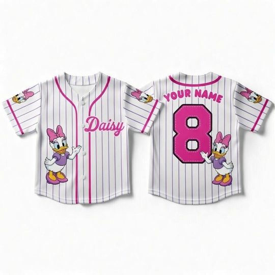 Discover Custom Daisy Baseball Jersey  Personalized with Name and Number, Disney Daisy Duck Birthday, Mickey And Friends, Matching Family