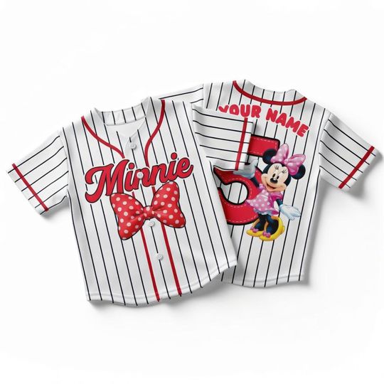 Discover Custom Minnie Baseball Jersey  Personalized with Name and Number, Disney Birthday, Mickey And Friends Jersey, Disney Birth, Matching Family