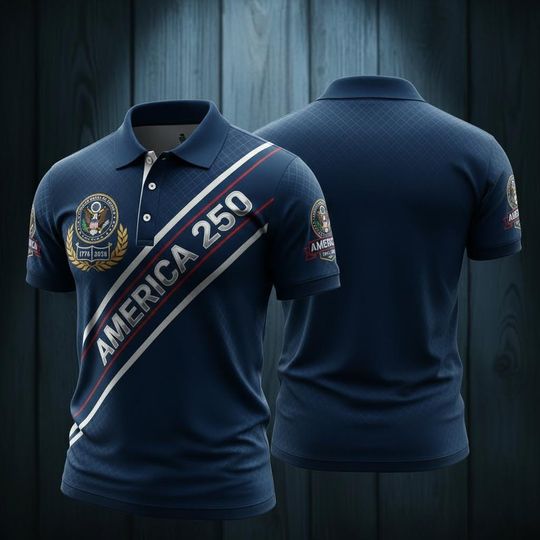 America 250 Polo Shirt, USA Patriotic Polo Tee, 1776 2026 Anniversary, American Eagle Polo, 4th of July Outing