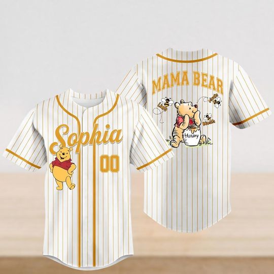 Discover Winnie The Pooh Baseball Jersey, Pooh Mom Shirt, Disney Shirt, Mama Bear Shirt, Mama Shirt, Mum To Be Gift, Mother's Day Gift For Mom