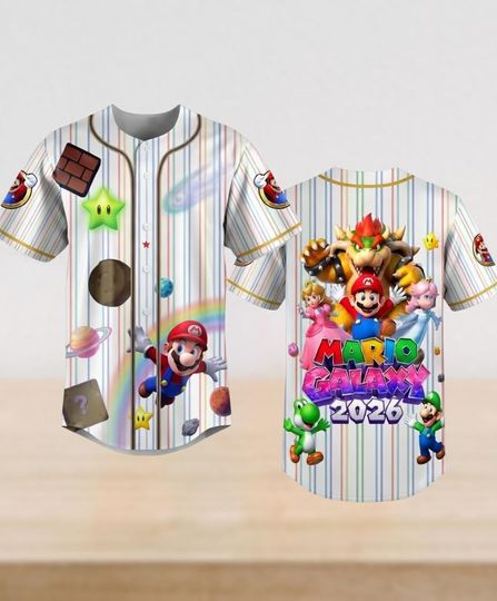 Discover Super Mario Galaxy Movie Baseball Jersey, Mario Nintendo Space Adventure Gamer Jersey, Mario Bros Baseball Shirt, Mario Fan Apparel