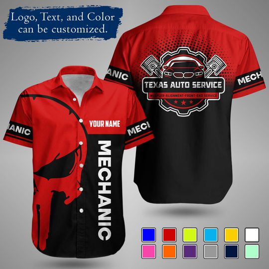Discover Custom Mechanic Work Shirt, Personalized Auto Repair Uniform, All-Over Print Workwear