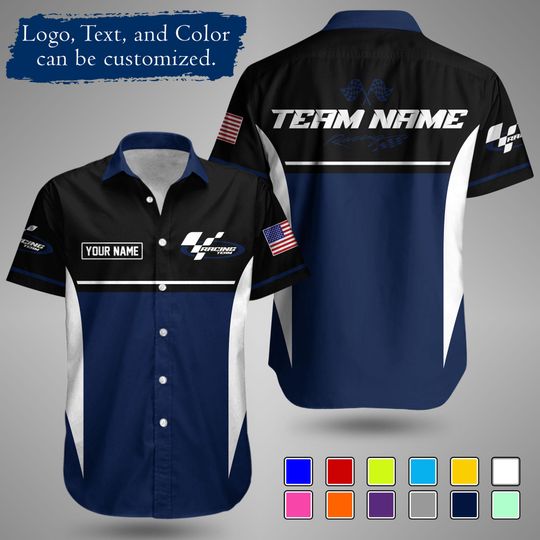 Discover Custom Racing Hawaiian Shirt, Personalized Name, Logo, Tropical Motorsport Apparel