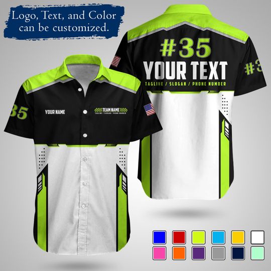 Discover Custom  Racing Team Button Up Shirt  Personalized Logo & Name Uniform