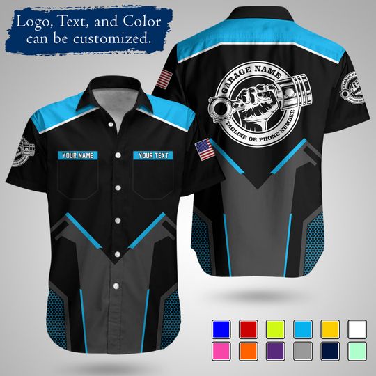 Discover Custom  Mechanic Workwear Shirt  Personalized Logo & Name Fix and Repair Uniform