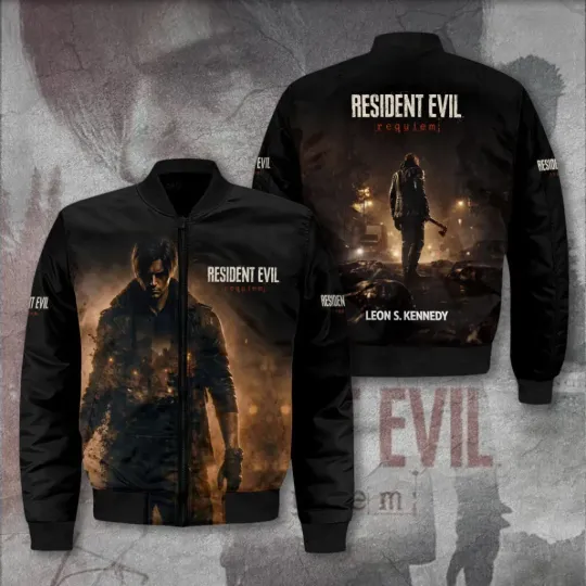 Discover Evil Requiem x Leon Scott Kennedy Bomber Jacket
