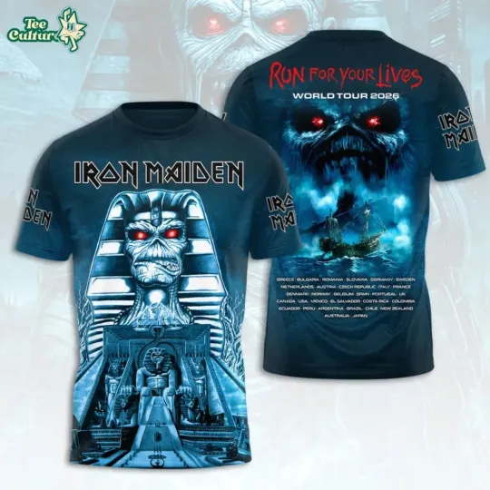 Discover Iron--Maidens Powerslave 2026 World Tour 3D Graphic T-Shirt