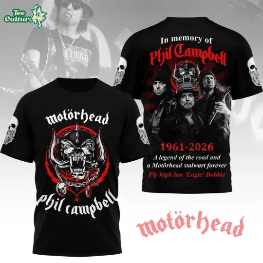 In Loving Memory Phil Campbell 1961-2026 3D Rock Band T-Shirt