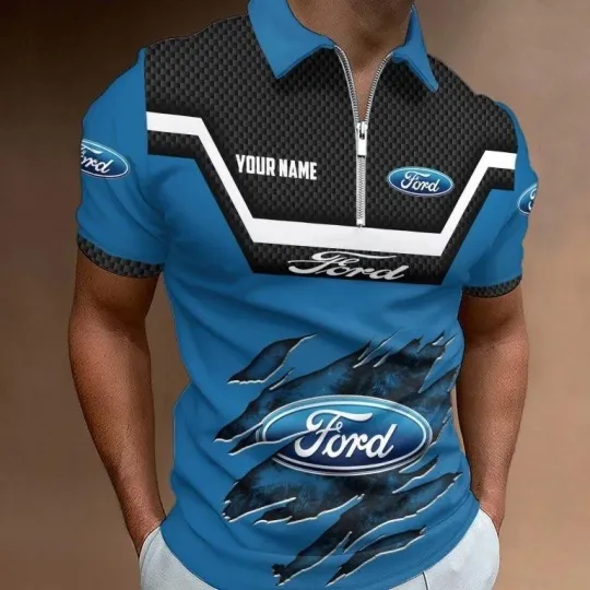 Discover Ford Custom Name Zipper Polo Shirt