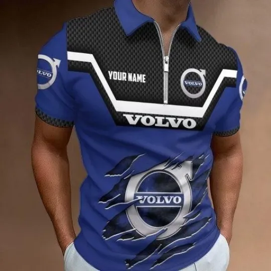 Volvo Custom Name Zipper Polo Shirt