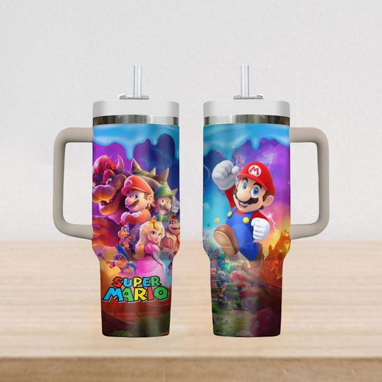 Super Mario Tumbler 40Oz, Universal Studios Mario Family Vacation Tumbler 2026, Nintendo Mario Tumbler