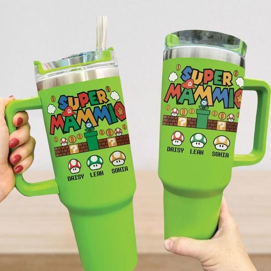Discover Custom Super Mommio Tumbler 40Oz, Mothers Day Gift, Gamer Mom Tumbler, Personalized Kids Name Mom Cup, Super Mom Tumbler, Gift for Moms