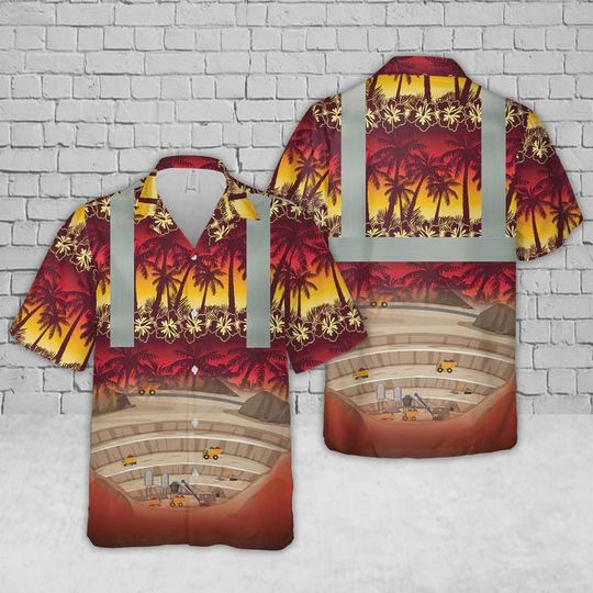 Discover Mining Engineer Tropical Hawaiian Shirt, Short Sleeve Button Down, Summer Aloha Shirt