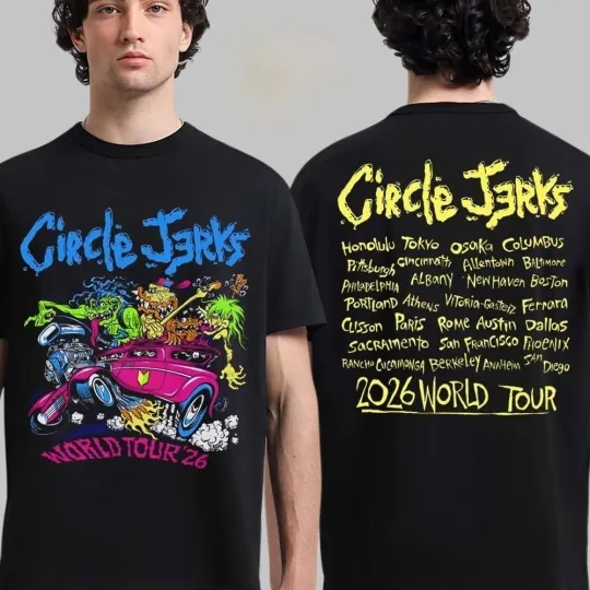 Circle Jerks Pizz Hot Rod 2026 World Tour Double Sided T-Shirt