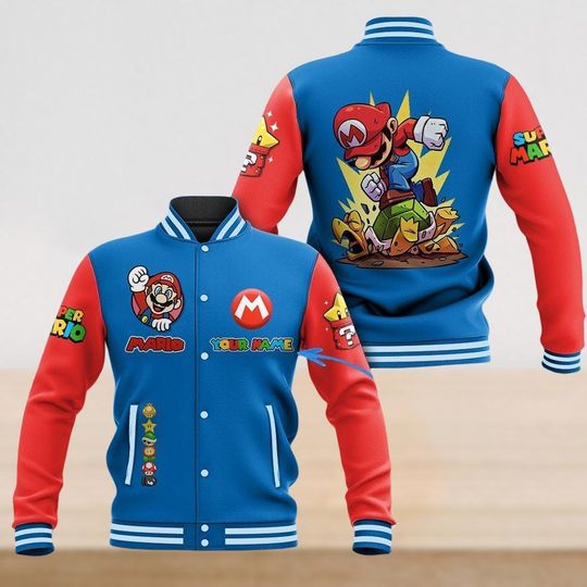 Discover Custom Mario Baseball Jacket, Personalized Super Mario Baseball Jacket
