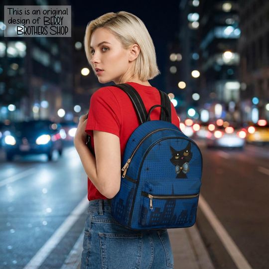 Atomic Cat Mini Backpack - 1960s Pop Art Vegan Shoulder Bag