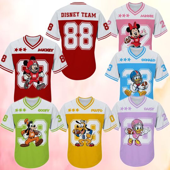 Discover Personalized Mickey and Friends Football Jersey Custom Name and Number Sports