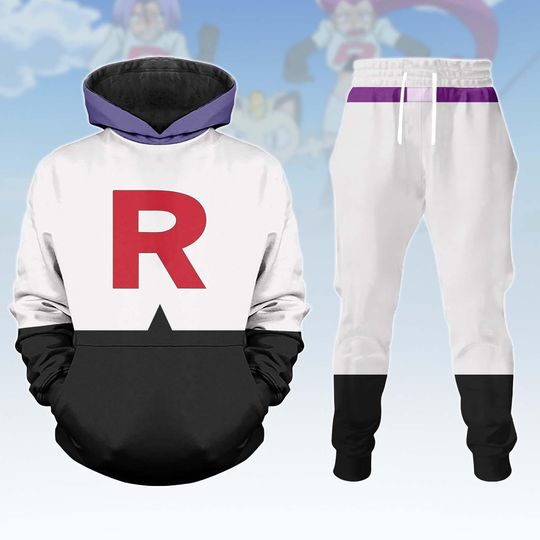 James Team Rocket Costume Hoodie, Cartoon Villain Cosplay Hoodie Joggers Sets, Movie Love Hoodie For Women, Costume For Fan