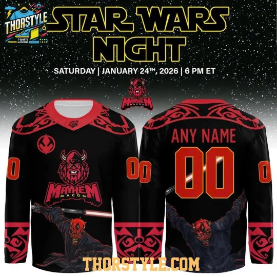 Discover Personalized Macon Mayhem Star Wa.rs Night 2026 Dark Side Hockey Shirt Fan Gear