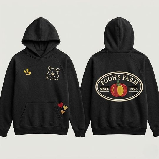 Embroidered Cute Bear Farm Hoodie, Bear Aesthetic Gift, Family Lovers Clothing
