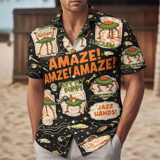 Discover Rocky Amaze Amaze Amaze Button Shirt Men, Hail Mary Book Shirt For Him, Alien Book Shirt, Sci Fi Lovers Gift