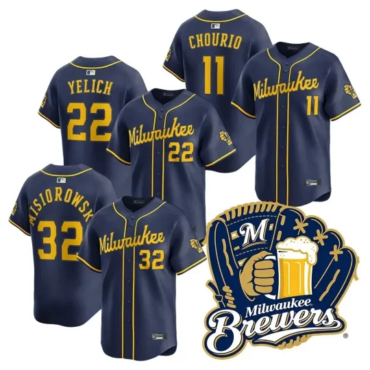 Discover Men's Brewerss Navy Collection Limited Printed Jersey