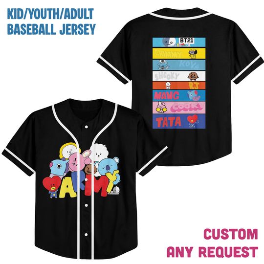 BT21 Baseball Jersey Shirt, Kpop Baseball Style Top, World Tour 2026 Fan Gift