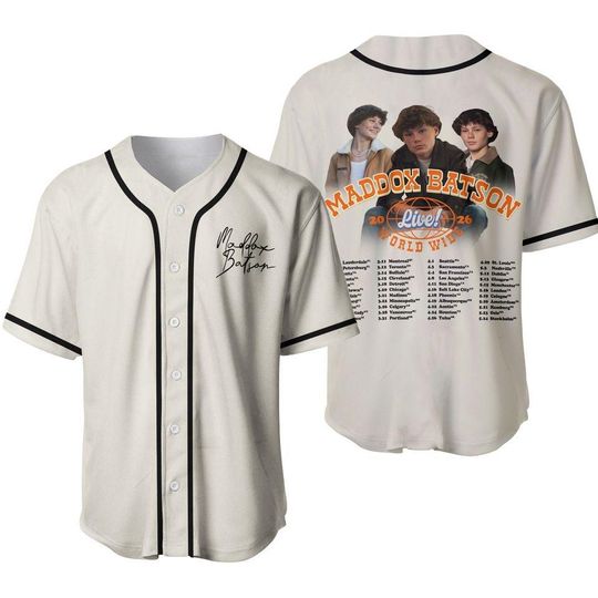 Discover Maddox Batson Live Worldwide Tour 2026 Baseball Jersey