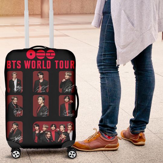BTS Kpop Boy Band Luggage Cover, Bangtan Boys Arirang Army Personalized Luggage Cover, Custom Suitcase Cover, K-Pop BTS Travel Gift