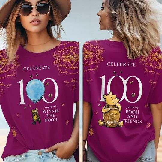 Discover Winnie The Pooh 3D T-Shirt, Celebrate 100 Years of Winnie The Pooh Tee