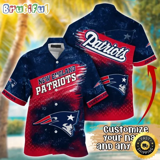 Discover Customized New England Patriots Metal Pattern Aloha Hawaiian Shirt