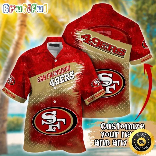 Discover Customized San Francisco 49ers Metal Pattern Aloha Hawaiian Shirt