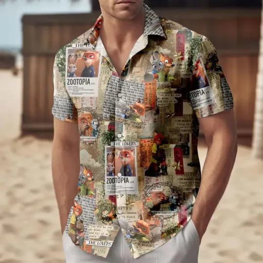 Discover Disney Zootopia Judy Hopps Nick Wilde Priscilla Retro Hawaiian Shirt
