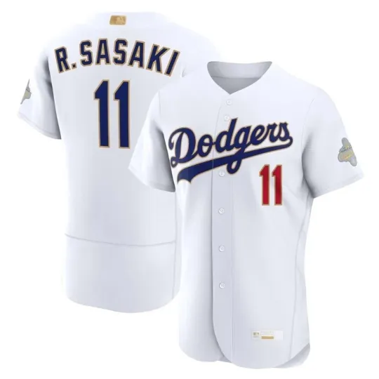 Discover Roki Sasaki #11 Dodgerss Men's White 2026 Gold Collection Printed Jersey