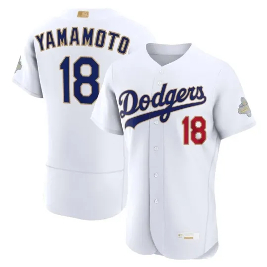 Discover Yoshinobu Yamamoto #18 Dodgerss Men's White 2026 Gold Collection Printed Jersey