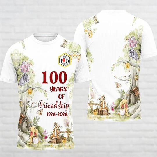 Discover Winnie The Pooh 100th Anniversary T-Shirt, Pooh and Friends, Disney Pooh Bear Hoodie for Men