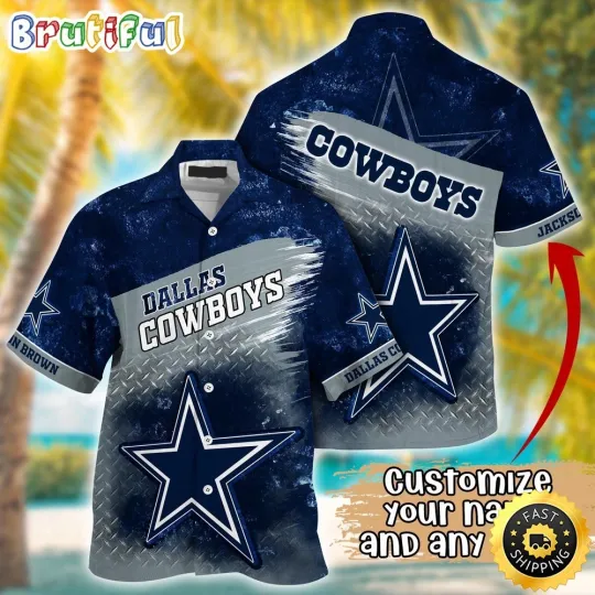 Customized Dallas Cowboys Metal Pattern Aloha Hawaiian Shirt