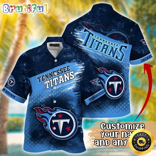 Discover Customized Tennessee Titans Metal Pattern Aloha Hawaiian Shirt