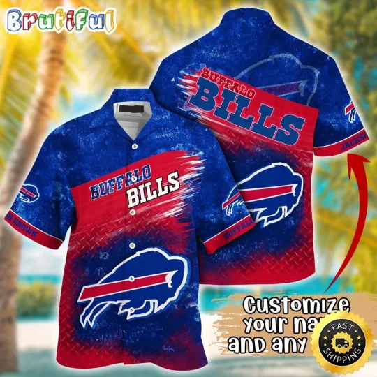 Discover Customized Buffalo Bills Metal Pattern Aloha Hawaiian Shirt