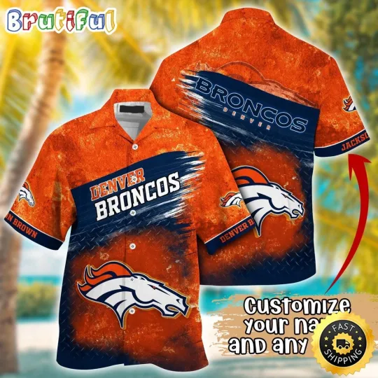 Discover Customized Denver Broncos Metal Pattern Aloha Hawaiian Shirt
