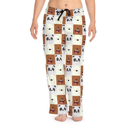 We Bare Bears Pants, We Bare Bears Grizzly Panda Ice Bear Pajama Pants, Gift For Her, for Him