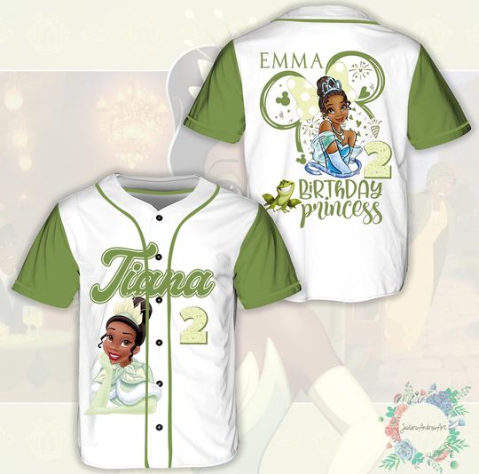Discover Princess Tiana Birthday Girl Baseball Jersey, Disney Famliy Birthday Baseball Jersey, Custom Birthday Girl Jersey.