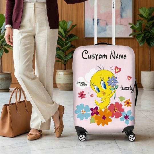 Discover Tweety Bird Luggage Cover, Cute Tweety Bird Luggage Cover, Suitcase Cover, Luggage Cover, Travel Gift