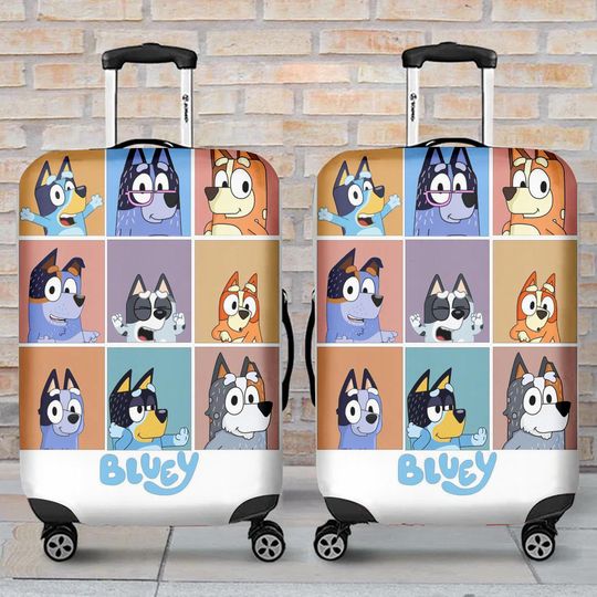 Discover BlueyDad Family Luggage Cover, BlueyDad Dog Luggage Cover, Suitcase Cover, Luggage Cover, Travel Gift