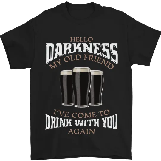 Discover Hello Darkness My Old Friend Funny Guinness Mens T-Shirt
